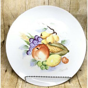 Vintage Wales J. Nagasaki Hand Painted Hanging Wall Fruit Plate-Signed 10.5"